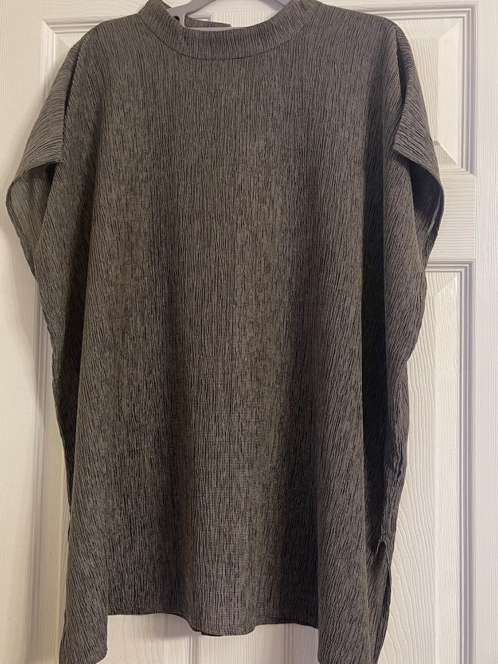 Eileen Fisher Taupe Tencel Lyocell Mock Neck Square Top XL